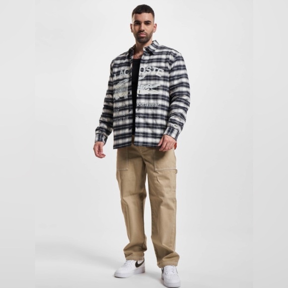 Unisex Lacoste Branded Check Print Overshirt - Picture 3 of 8